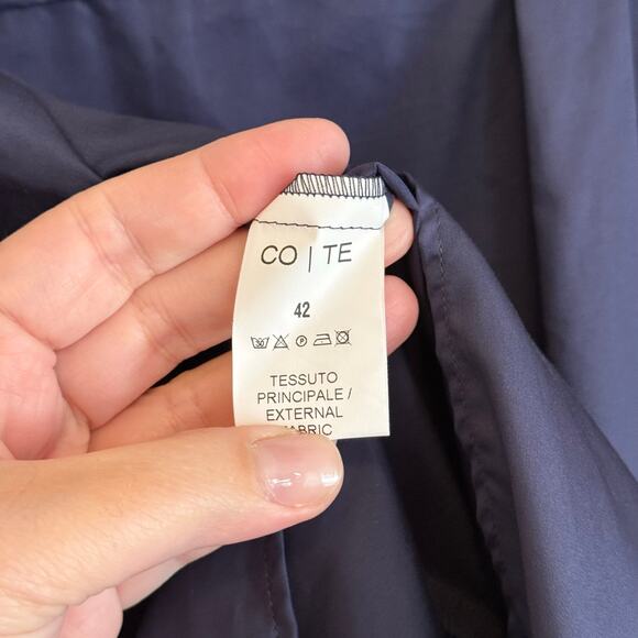 CO TE Asymmetric Button Up Shirt Womens 42 US M/L Blue Ruffle Office Work Italy - Picture 10 of 10